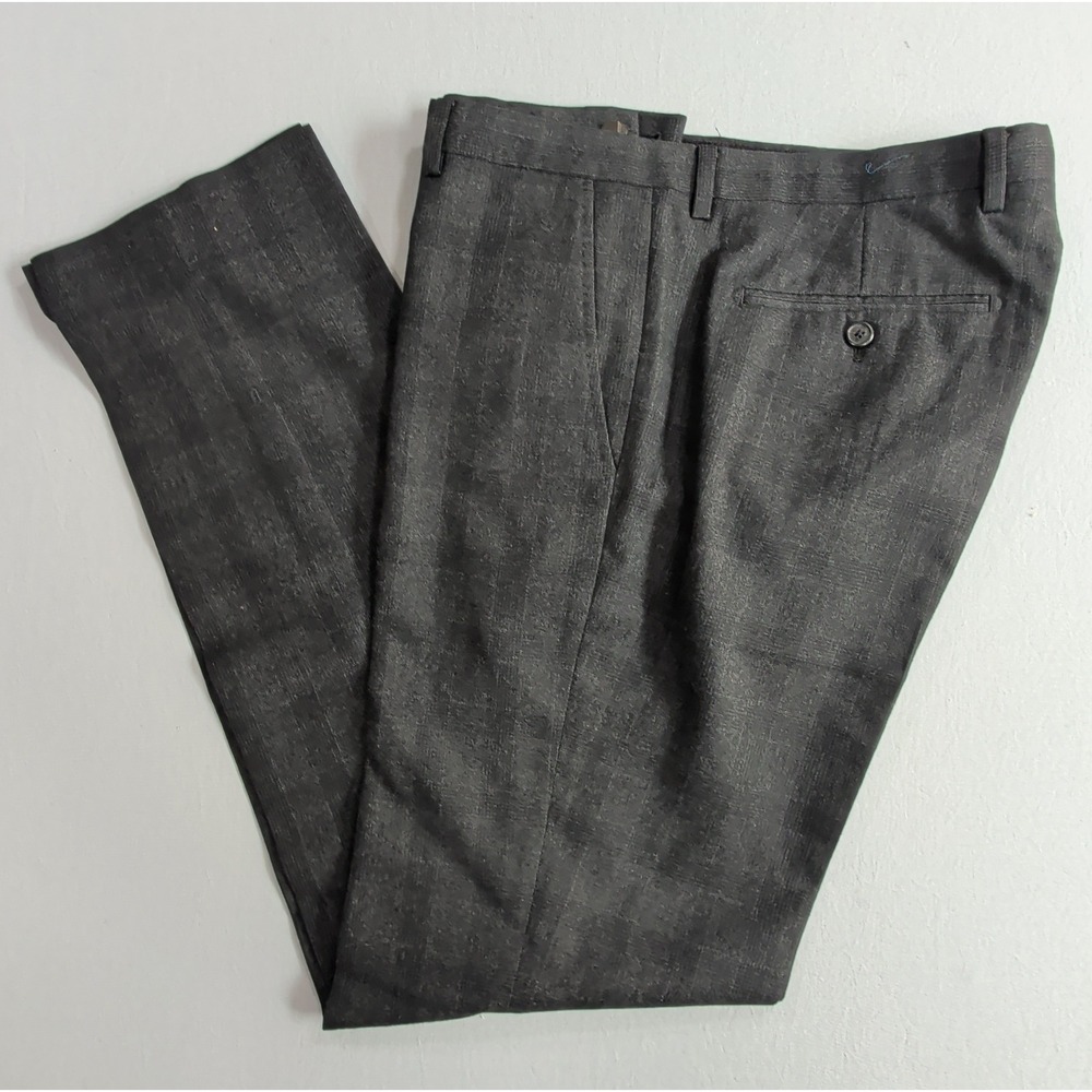 Banana Republic Mens Pants 33x34 Gray Vitale Barberis Canonico Glen Plaid Wool